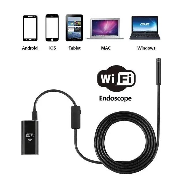 Беспроводной аккумуляторный Wi-Fi эндоскоп бороскоп с мини камерой подсветкой 720p HD для Android iOS 2 м (478128-Prob) - Фото 3 Беспроводной аккумуляторный Wi-Fi эндоскоп бороскоп с мини камерой подсветкой 720p HD для Android iOS 2 м (478128-Prob) - изображение 3