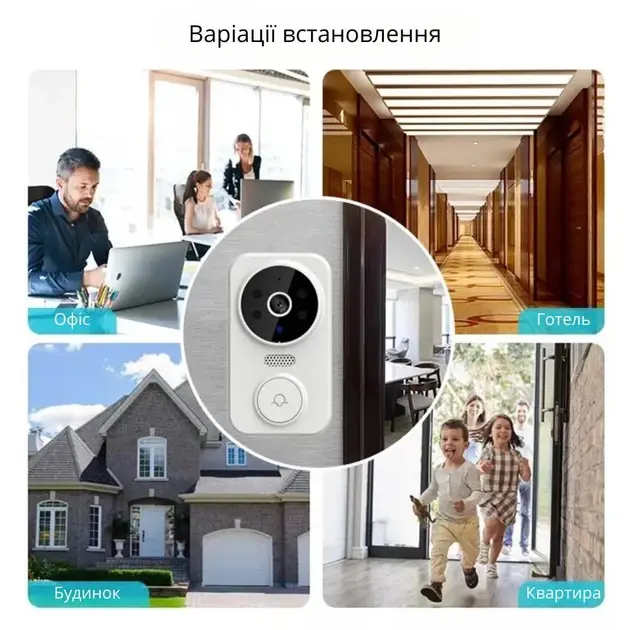 Розумний бездротовий акумуляторний дверний Wi-Fi дзвінок відеодзвінок з камерою захопленням екрану нічним баченням 400 мАг (478124-Prob) - зображення 4