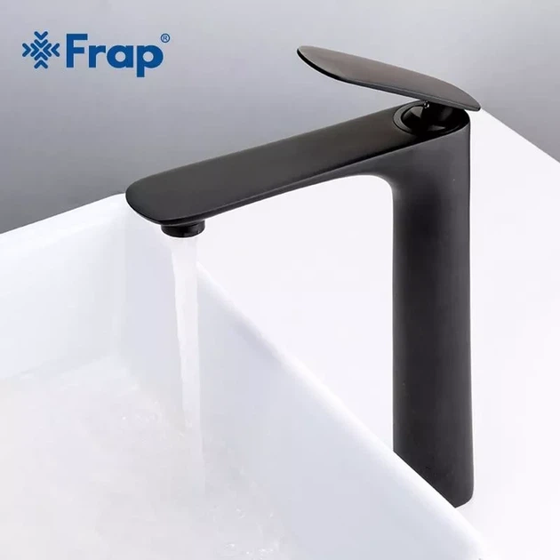 Змішувач для раковини високий Frap F1052-57 чорний - Фото 2 Змішувач для раковини високий Frap F1052-57 чорний - зображення 2