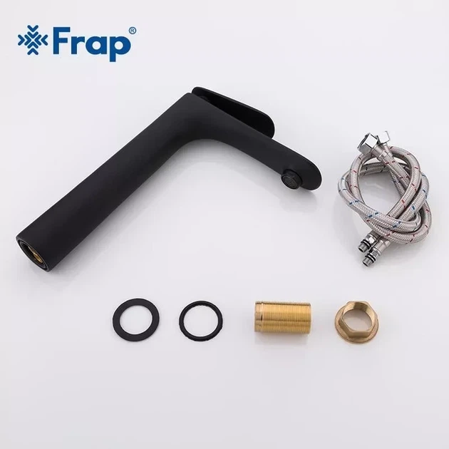 Змішувач для раковини високий Frap F1052-57 чорний - Фото 6 Змішувач для раковини високий Frap F1052-57 чорний - зображення 6