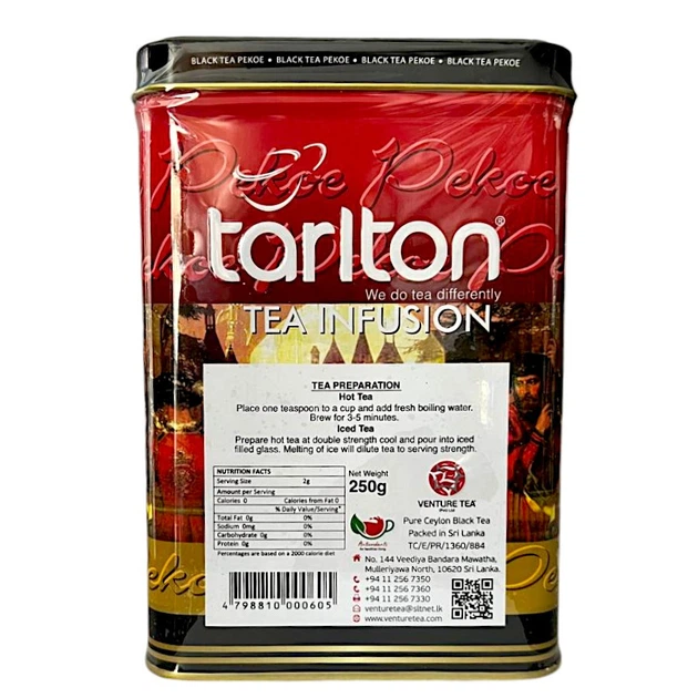 Чорний цейлонський чай Tarlton Pekoe 250 грамів у бляшанці - зображення 3