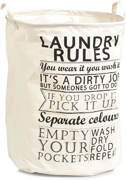 Мішок для білизни Zeller Laundry Rules 54 л Білий (4003368142609) - зображення 1