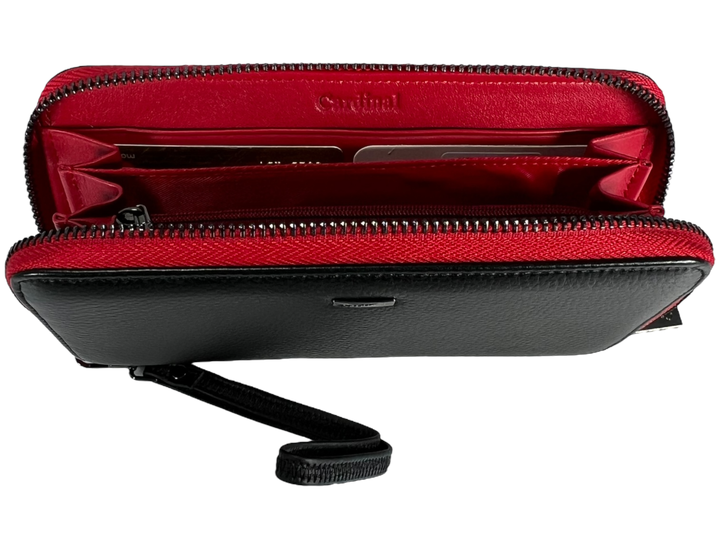 Кошелек кожаный, черный, с застежкой на молнии Cardinal - Фото 2 Кошелек кожаный, черный, с застежкой на молнии Cardinal - изображение 2