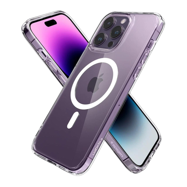 Чохол накладка TPU+PC Spigen Ultra Hybrid with Magsafe для iPhone 14 Pro transparent - зображення 3