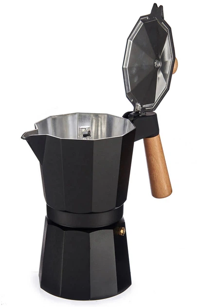 Гейзерна кавоварка Kinvara з дерев'яною ручкою на 9 чашок 300 мл чорна (8430852814296) - зображення 3