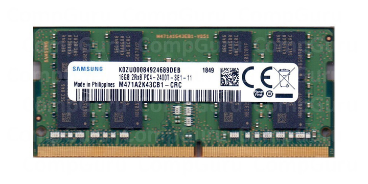 Оперативна пам'ять ноутбучна Samsung DDR4 16GB 2400MHz SO-DIMM 2Rx8 PC4-2400T (М471A2K43CB1-CRC) - зображення 1