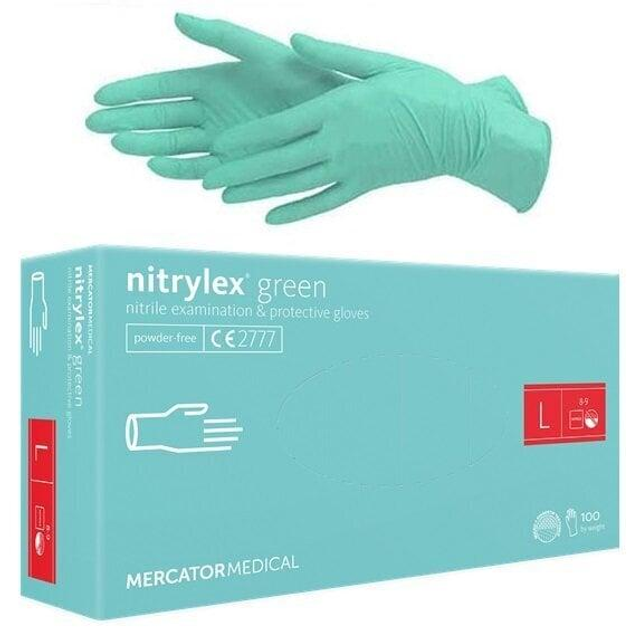 Перчатки нитриловые неопудренные Nitrylex Green, размер L, ментоловые, 100 шт - изображение 1