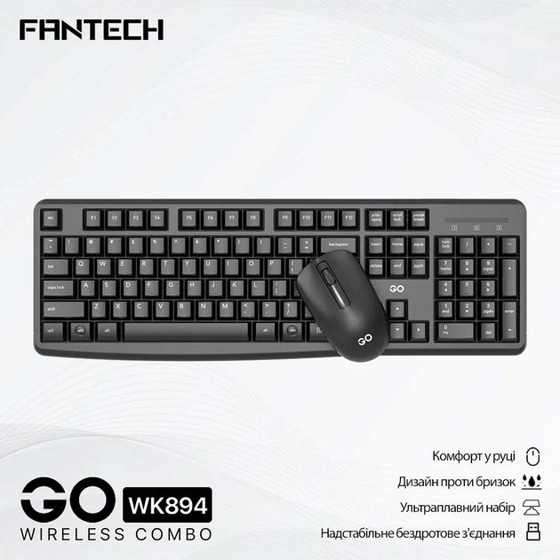 Клавиатура и мышь Fantech WK894 в черном цвете - беспроводные устройства. - изображение 4