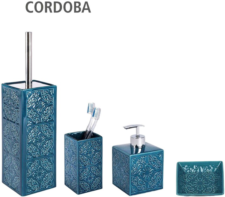 Zestaw Wenko pojemnik na szczotkę Cordoba + szczotka WC niebieski (4008838164150) - obraz 4