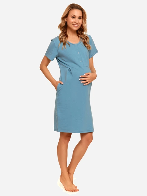 Koszula nocna damska ciążowa bawełniana Doctor Nap TCB.4452 L Niebieska (5901592704879) - obraz 3