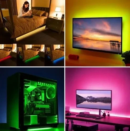Светодиодная лента SMD 5050-RGB для подсветки телевизора 2м Разноцветная, Неоновая LED подсветка - изображение 15