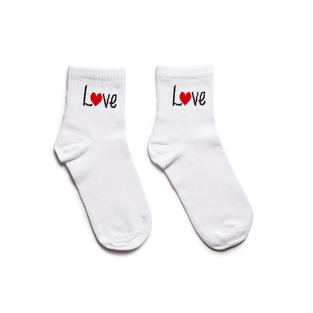 Шкарпетки з принтом Love короткі білі безшовні ORGANIC cotton JILL ANTONY 35-37 арт. 31007 - Фото 1 Шкарпетки з принтом Love короткі білі безшовні ORGANIC cotton JILL ANTONY 35-37 арт. 31007 - зображення 1