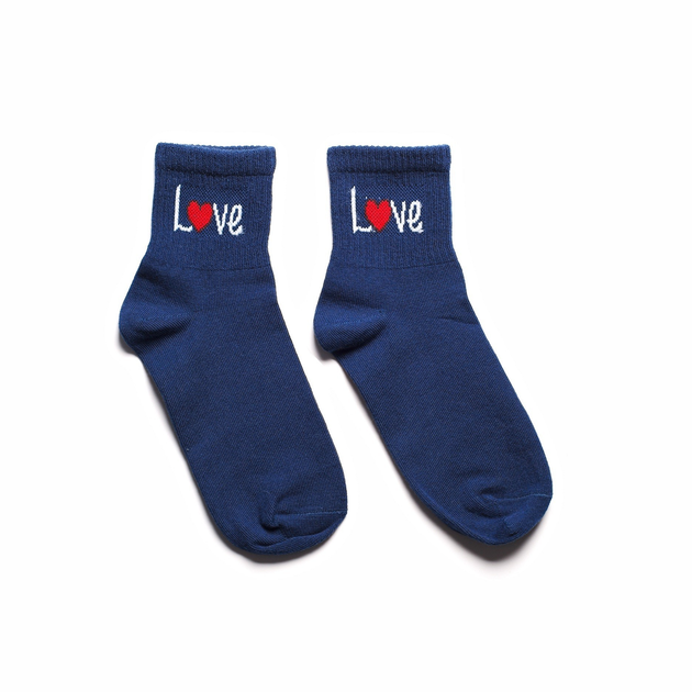 Шкарпетки з принтом Love короткі сині безшовні ORGANIC cotton JILL ANTONY 35-37 арт. 31007 - Фото 1 Шкарпетки з принтом Love короткі сині безшовні ORGANIC cotton JILL ANTONY 35-37 арт. 31007 - зображення 1