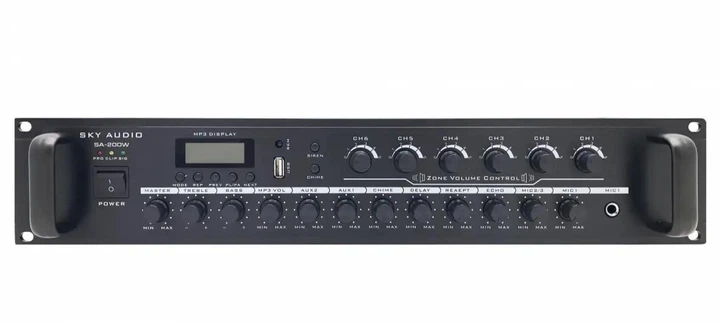 Трансляционный усилитель мощности SKY SOUND SA-200W (6-ZONE) - Фото 1 Трансляционный усилитель мощности SKY SOUND SA-200W (6-ZONE) - изображение 1