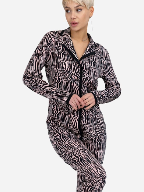 Пижама (рубашка + штаны) женская хлопковая Leinle Pink Genius 1595 L Черная (4821595161254) - Фото 3 Пижама (рубашка + штаны) женская хлопковая Leinle Pink Genius 1595 L Черная (4821595161254) - изображение 3