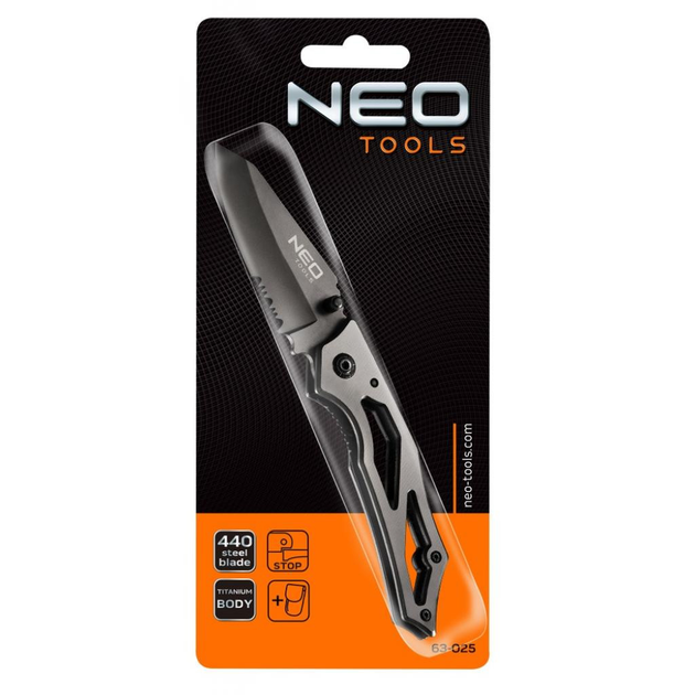 Ніж Neo Tools складаний з фiксатором, титановий (m434999) - зображення 2