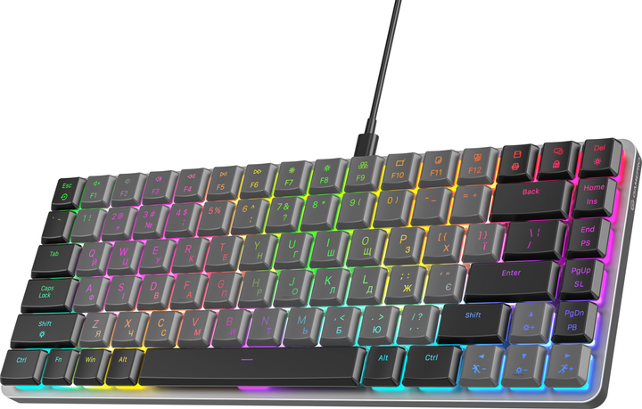 Клавиатура механическая проводная GamePro MK141R Red Swich Low Profile 75% RGB Dark Gray - изображение 1