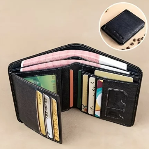 Портмоне кошелек мужской кожаный с защитой RFID для банковских карт черный - Фото 1 Портмоне кошелек мужской кожаный с защитой RFID для банковских карт черный - изображение 1