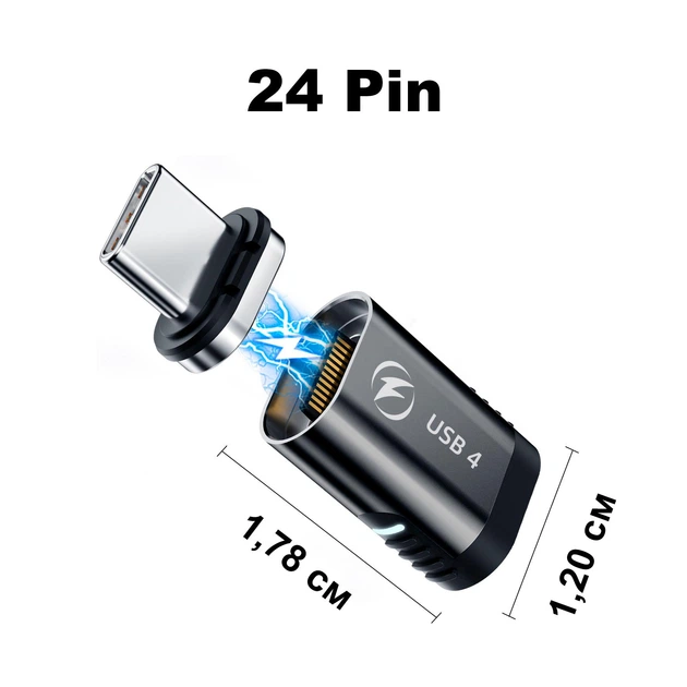 Магнитный адаптер Type-C USB4.0 PD 240W 40 Гбит/с 8K/60Hz - изображение 6