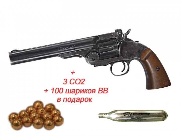 Пневматичний Револьвер ASG Schofield Pellets 6" Корпус - метал - изображение 1