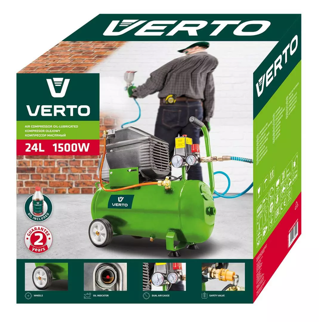 Kompresor olejowy Verto 24 l 230 V 73K002 (5902062730022) - obraz 11