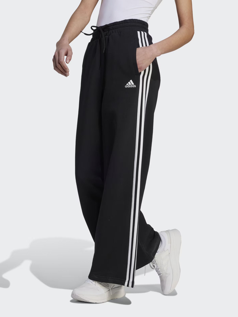 Акція на Спортивні штани жіночі Adidas W 3S Fl Wide Pt HZ5747 L Black/White від Rozetka