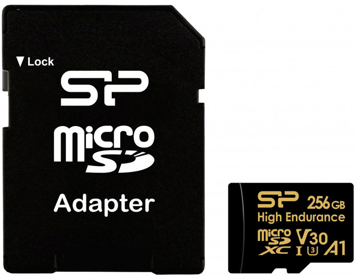 Карта пам'яті Silicon Power High Endurance microSDXC 256GB Class 10 UHS-I U3 A1 V30 + SD адаптер (SP256GBSTXDV3V1HSP) - зображення 2