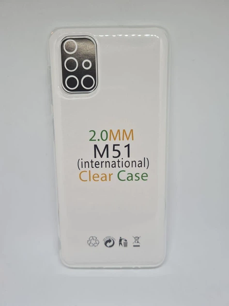 Чехол Clear Case 2мм для Samsung Galaxy M51 Прозрачный - Фото 1 Чехол Clear Case 2мм для Samsung Galaxy M51 Прозрачный - изображение 1