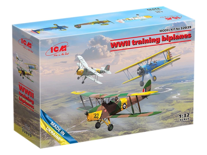 Сборная модель ICM Учебные бипланы 2СВ Bücker Bü 131D, DH.82A Tiger Moth, Stearman PT-17 32039 - Фото 1 Сборная модель ICM Учебные бипланы 2СВ Bücker Bü 131D, DH.82A Tiger Moth, Stearman PT-17 32039 - изображение 1