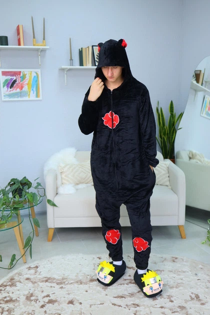 Пижама Кигуруми My Kigu Мужская Аниме Наруто Акацуки с ушками Черный размер XL 175-185 см (21107411) - изображение 3