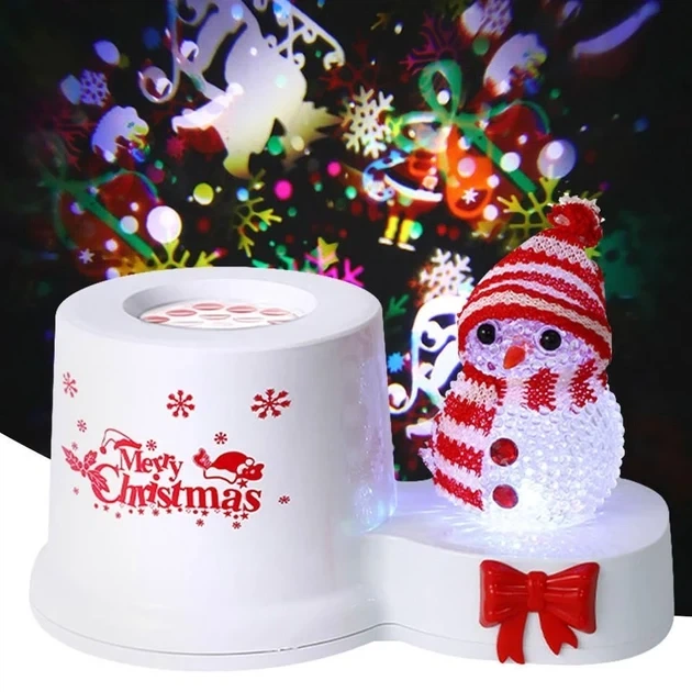 Ночник проектор снеговик на подставке 3Вт светодиодный от USB 185x115x95мм White/Red - изображение 3