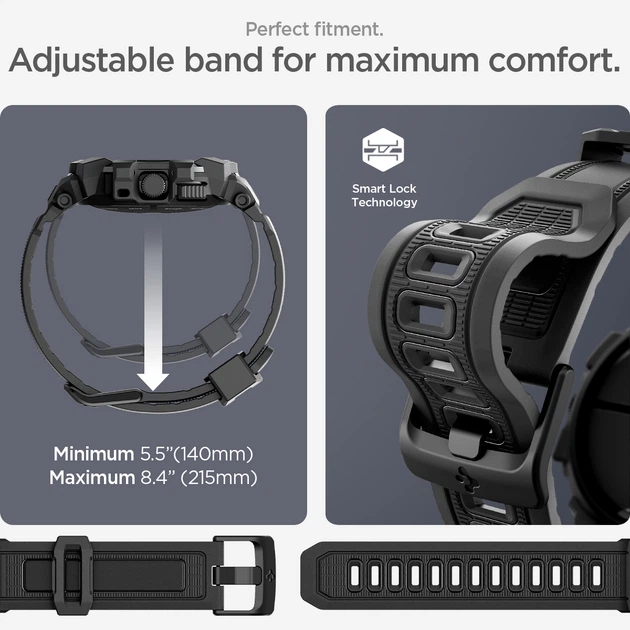 Чохол з ремінцем Spigen Rugged Armor Pro до Pixel Watch 3 45mm Matte Black (ACS07599) - зображення 3