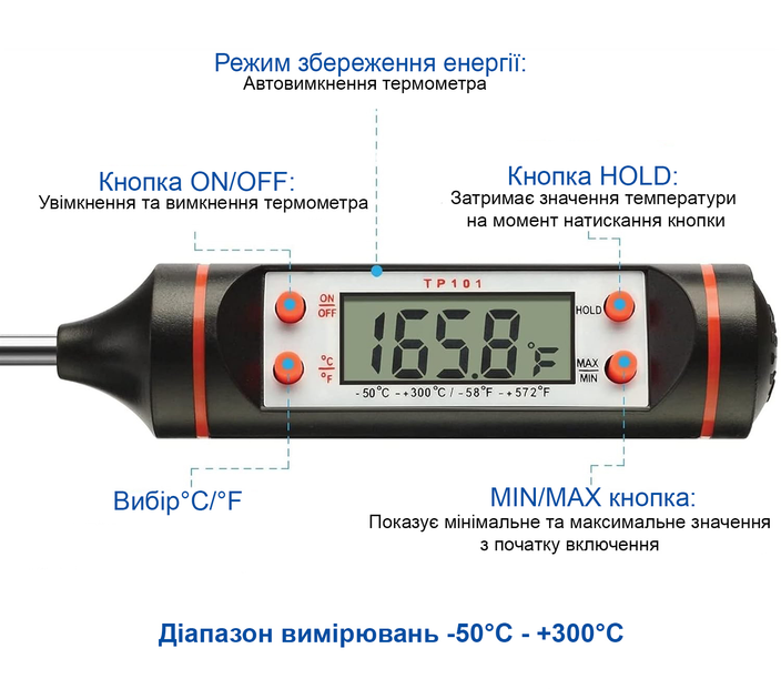 Термометр кухонный, кулинарный щуп TP101 - изображение 4