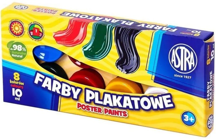 Farby plakatowe Astra 8 kolorów 10 ml (5900263020522) - obraz 1