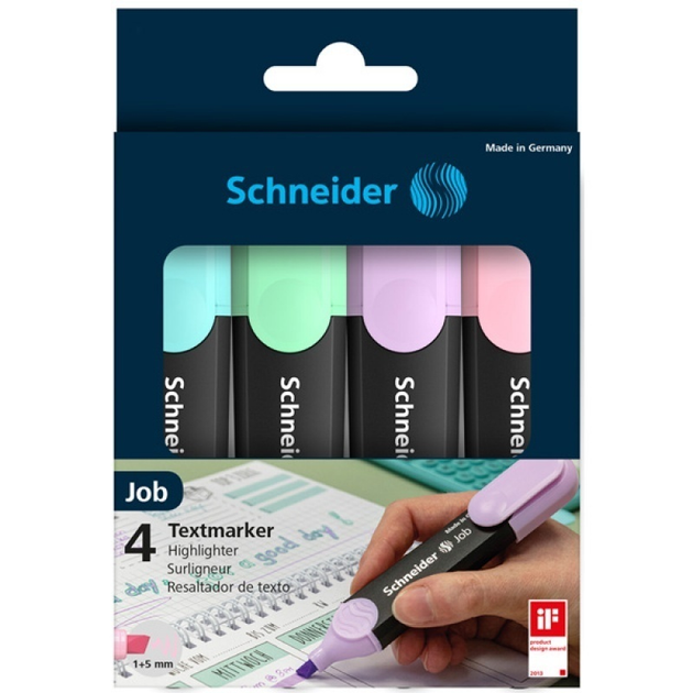 Zakreślacze pastelowe Schneider Job 1-4.5 mm  4 szt (4004675135940) - obraz 1