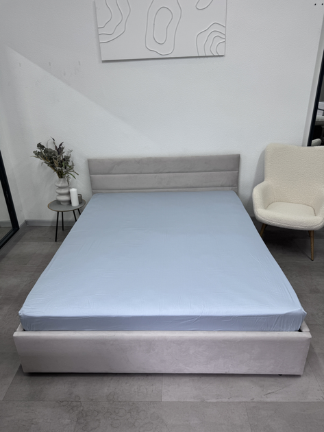 Акція на Простирадло на резинці Ecotton 200x200 Pearl Blue сатин від Rozetka