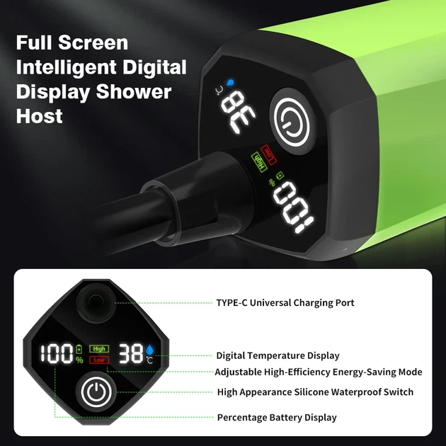 Портативный душ Lixada на 6000 mAh Зеленый (00251) - изображение 6