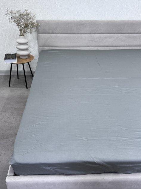 Акція на Простирадло на резинці Ecotton 180x200 Natural Grey сатин від Rozetka