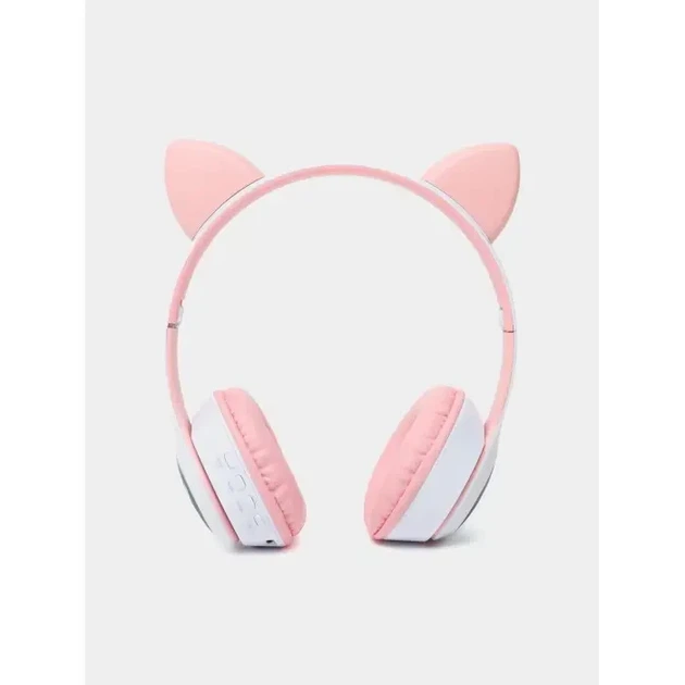 Беспроводные наушники с кошачьими ушками Cat MZ-023 Гарнитура RGB подсветкой FM microSD Розовые - изображение 6