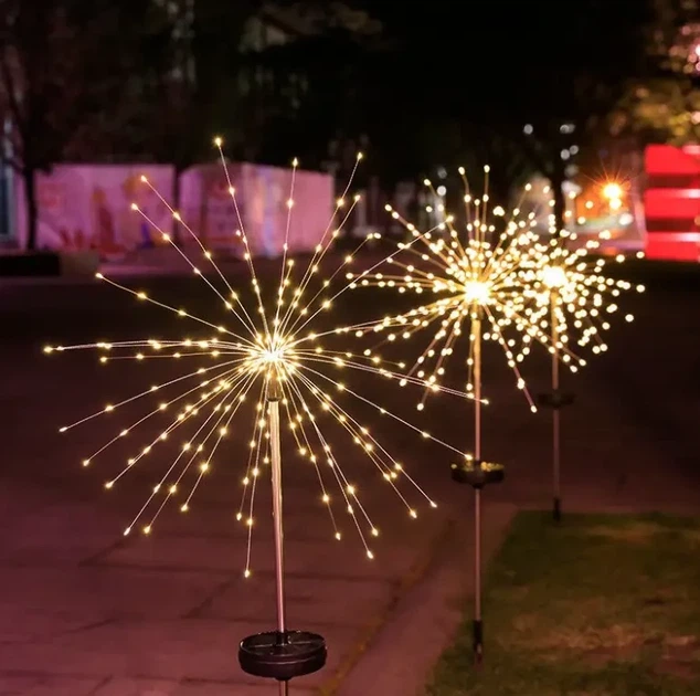Ліхтар садовий Феєрверк на сонячній батареї 90 led для дому, для дачі, для походу, для відпочинку, для туризму, для кемпінгу, для полювання - зображення 3