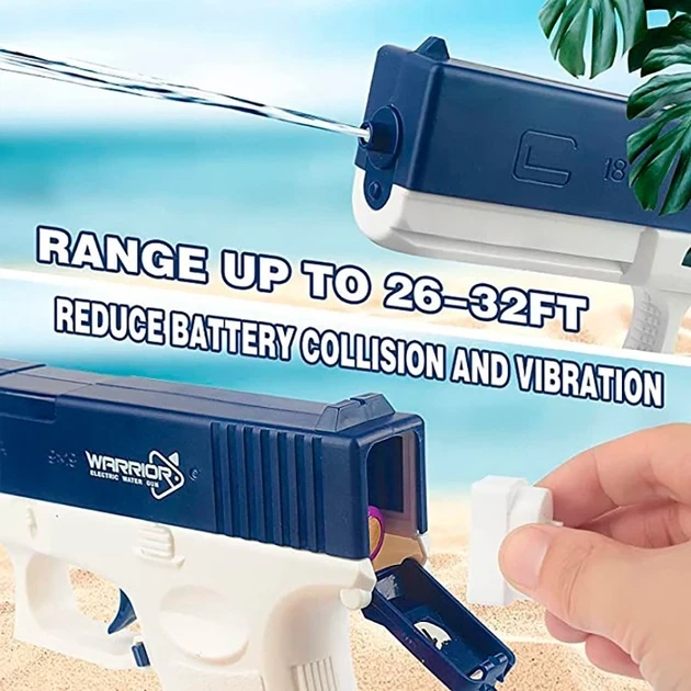 Водяной пистолет электрический аккумуляторный Water Gun Glock с 2 обоймами для воды Blue - Фото 5 Водяной пистолет электрический аккумуляторный Water Gun Glock с 2 обоймами для воды Blue - изображение 5