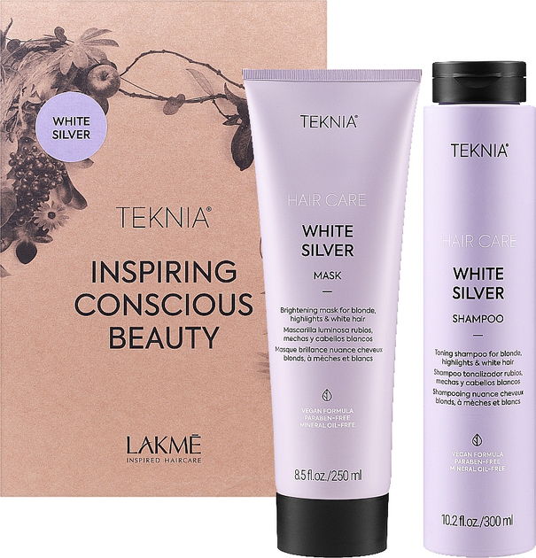 Набір по догляду за волоссям Lakme Teknia White Silver Шампунь 300 мл + Маска 250 мл (8429421440165) - зображення 1