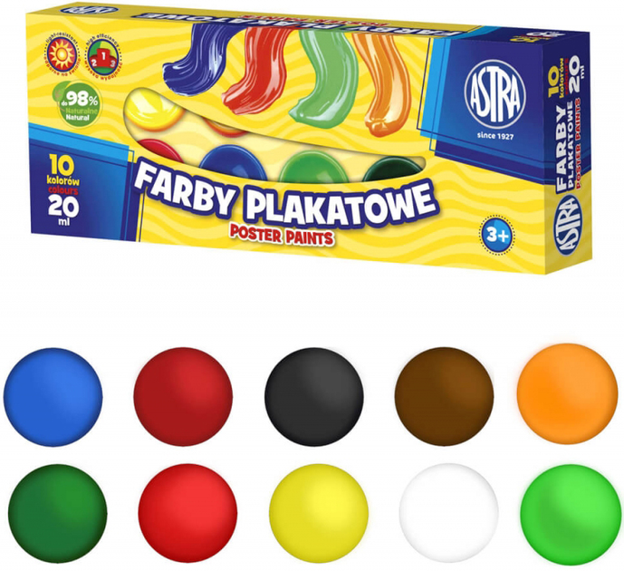 Farby plakatowe Astra 10 kolorów 20 ml (5901137087474) - obraz 1