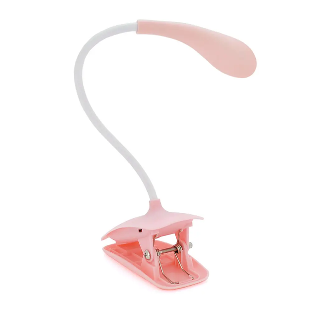 Led лампа настільна на прищіпці з акумулятором та USB висота 27см, 14 світлодіодів 3 режими свічення, рожева - зображення 3