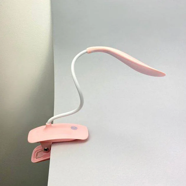 Led лампа настільна на прищіпці з акумулятором та USB висота 27см, 14 світлодіодів 3 режими свічення, рожева - зображення 6