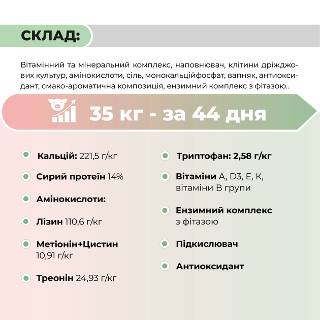 Премікс для свиней від 30 до 65 кг «Гровер 3%» Ankores (25кг) - 25 кг - Фото 4 Премікс для свиней від 30 до 65 кг «Гровер 3%» Ankores (25кг) - 25 кг - зображення 4