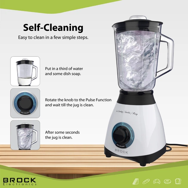 Стаціонарний блендер BROCK BL 1501 WH 500Вт 1.5л PULSE 2 швидкості White-Black (BL 1501 WH) - зображення 6