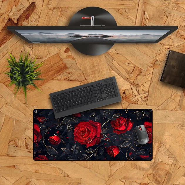 Игровая поверхность (Коврик для мышки) SHLab Red Roses with Golden Leaves SHM-967 (70x30 см) (37885) - Фото 3 Игровая поверхность (Коврик для мышки) SHLab Red Roses with Golden Leaves SHM-967 (70x30 см) (37885) - изображение 3