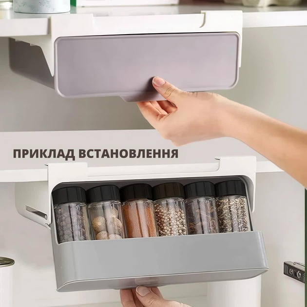 Подвесной органайзер для специй с 6 баночками и креплением без сверления - изображение 8