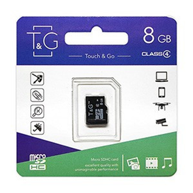 Карта пам`ятi MicroSDHC 8GB Class 4 T&G (TG-8GBSDCL4-00) R-24657 - изображение 1